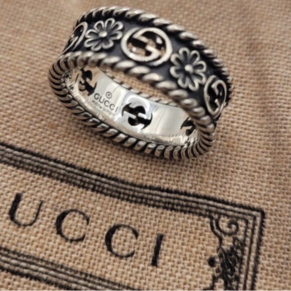 Gucci Sterling Silver GG Flower Ring size 6 🔥 full inclusion - COA box and bag
